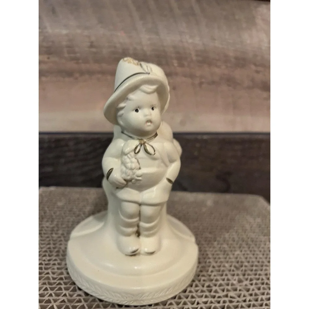 Bookends‎ 1940s Coventry Ware boy & girl ivory gold details 5